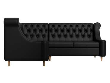 Угловой диван Бронкс черного цвета (экокожа) левый угол