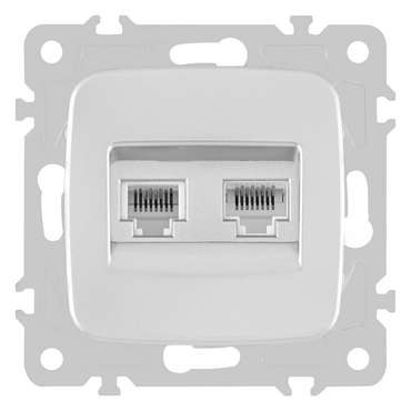 Розетка двойная RJ-11 и Ethernet RJ-45, без рамки 205.44-1.silver