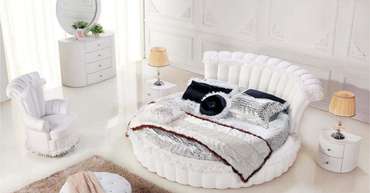 Кровать "Letto Rotondo GM 06" с обивкой из экокожи или велюра 220 см