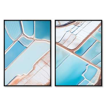 Набор из двух репродукций картин Salt lakes, light blue, 2024г.