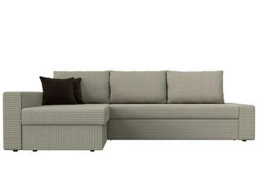 Угловой диван-кровать Версаль серо-бежевого цвета левый угол