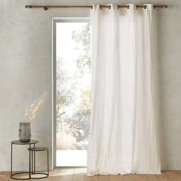 Штора из льна Romane 140x350 белого цвета
