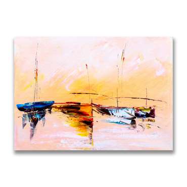 Картина на холсте Лодки на рассвете 50х70 см