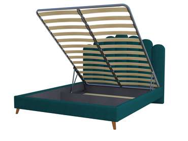 Кровать Lixano 180х200 темно-зеленого цвета с подъемным механизмом