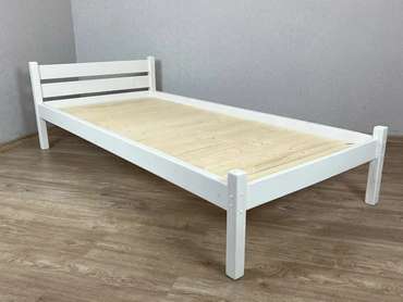 Кровать односпальная Классика сосновая сплошное основание 80х200 белого цвета