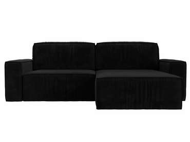 Угловой диван-кровать Прага классик черного цвета правый угол