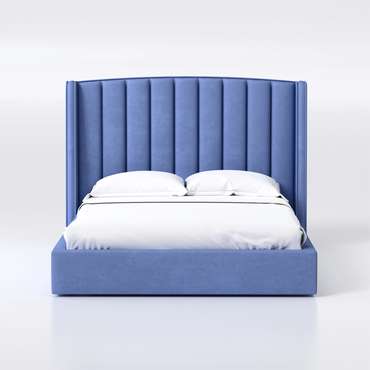 Кровать Lambro 140х200 синего цвета с подъемным механизмом