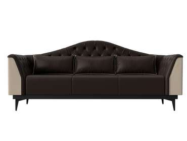 Прямой диван-кровать Флорида бежево-коричневого цвета (экокожа)