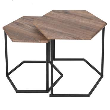 Набор из двух журнальных столиков МеталлАрт М003 коричнево-черного цвета