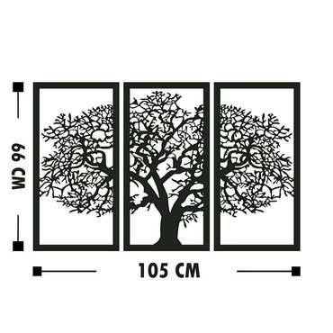 Набор из трех панно Дерево 105x66 черного цвета