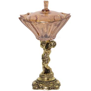 Фруктовница Путти с кувшином бронзового цвета со стеклянной чашей Голд 