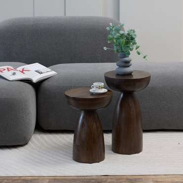 Набор кофейных столов из массива Самвад коричневого цвета