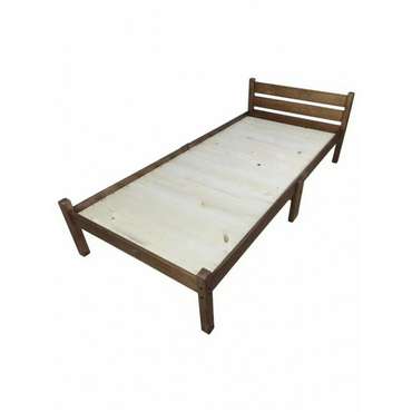 Кровать Классика Компакт сосновая со сплошным основанием 70х190 цвета темный дуб