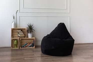 Кресло-мешок Груша L в обивке из микровельвета черного цвета