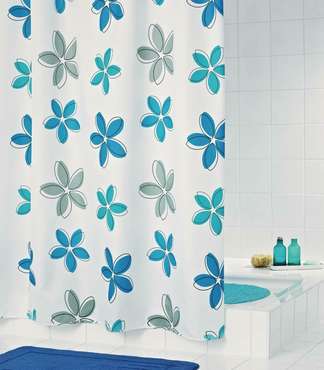 Штора для ванных комнат Fleur синий/голубой