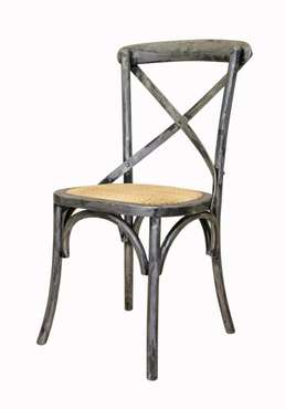 Венский стул Cross Back Silver с сидением из ротанга