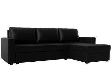 Угловой диван-кровать Траумберг Лайт черного цвета правый угол (экокожа)