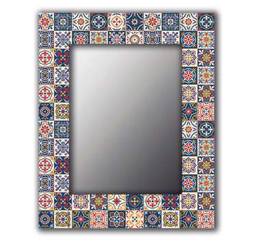 Настенное зеркало Марокканская плитка 50х65 голубого цвета