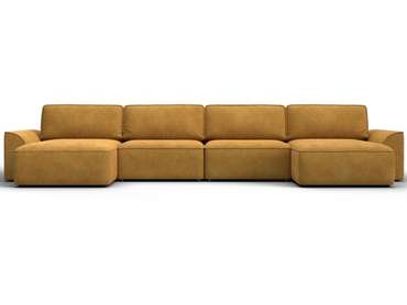 Угловой диван-кровать Лига-048 лонг желтого цвета