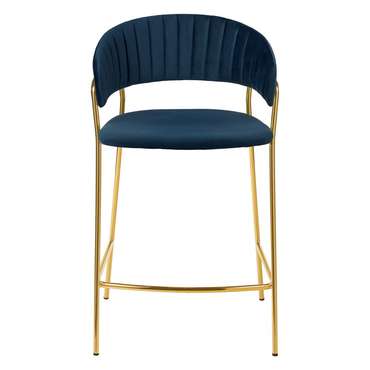 Полубарный стул Turin синего цвета с золотыми ножками