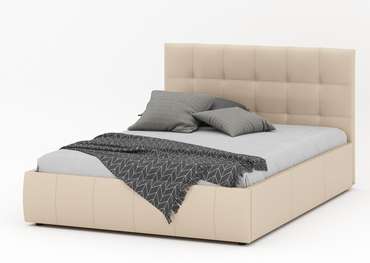 Кровать Венера-2 160х190 бежевого цвета с подъемным механизмом (экокожа)