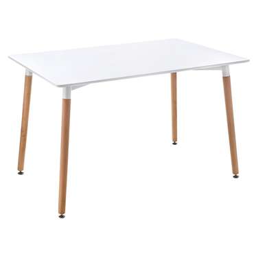 Стол прямоугольный Table белого цвета на деревянных ножках