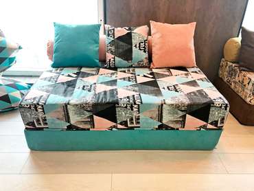 Бескаркасный диван-кровать Puzzle Bag Style XL бирюзового цвета