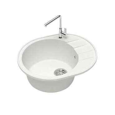 Кухонная мойка овальная Maretti Kitchen MR615-WH 61х50 см белого цвета