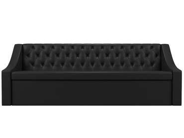 Кухонный прямой диван-кровать Мерлин черного цвета (экокожа)