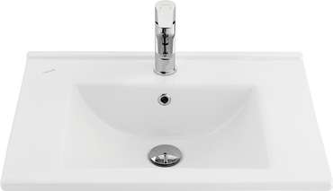 Тумба для ванной комнаты Женева бело-коричневого цвета с умывальником 