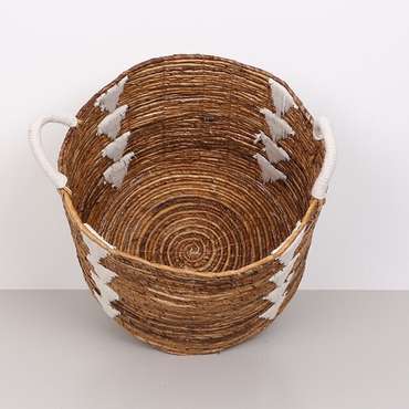 Корзина Strela из листьев абаки с хлопковым декором
