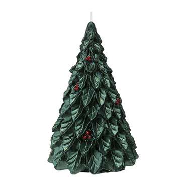 Свеча декоративная Festive flame зеленого цвета 12 см