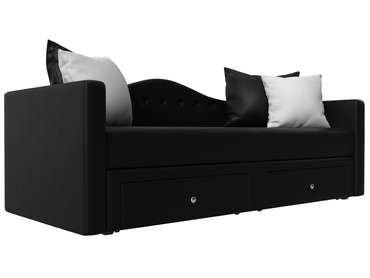 Прямой диван-кровать Дориан черного цвета (экокожа)