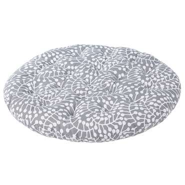 Подушка на стул круглая с принтом Спелая Смородина 40х40 серого цвета 