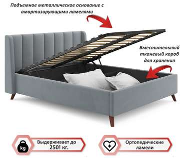 Кровать Betsi 160х200 с подъемным механизмом и матрасом серого цвета