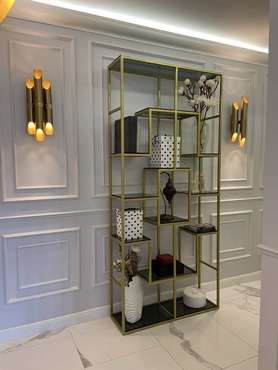 Стеллаж "Martin" золото с тонированным стеклом (2100х1000х300)