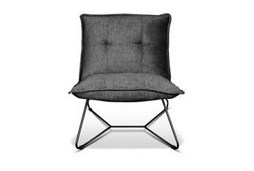 Кресло Чарли темно-серого цвета с металлическим каркасом 