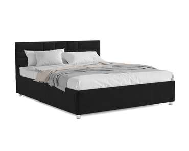 Кровать Нью-Йорк 140х190 черного цвета с подъемным механизмом (велюр)