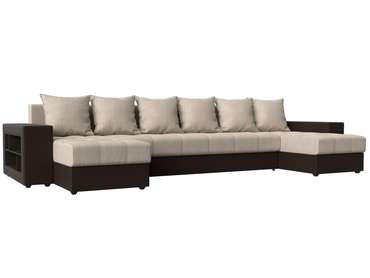 Уловой диван-кровать Дубай бежевого цвета (ткань\экокожа)