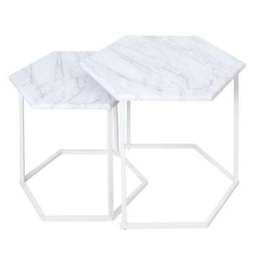 Набор из двух журнальных столиков МеталлАрт М003 белого цвета