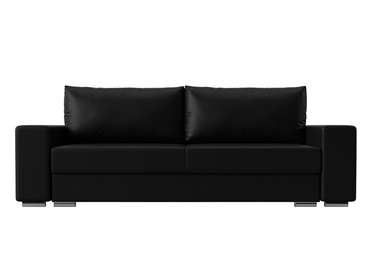 Прямой диван-кровать Дрезден черного цвета (экокожа)