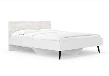 Кровать Ines 160х200 белого цвета с изголовьем цвета ясмунд
