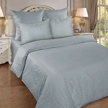 Наволочка 'HoReCa' 70х70, страйп-сатин, 100 % хлопок, пл. 125 гр./кв. м., 'Серо-голубой'