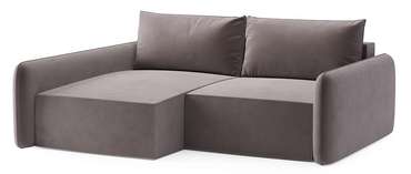 Угловой диван-кровать Софт коричневого цвета левый