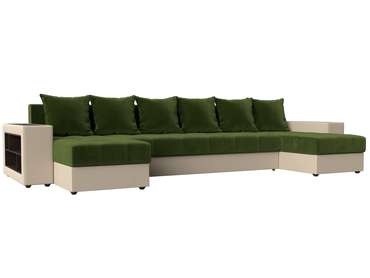 Уловой диван-кровать Дубай зеленого цвета (ткань\экокожа)