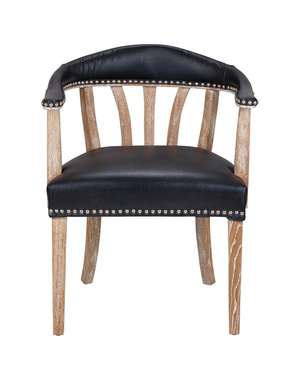 Стул с подлокотником Tanner black leather черного цвета