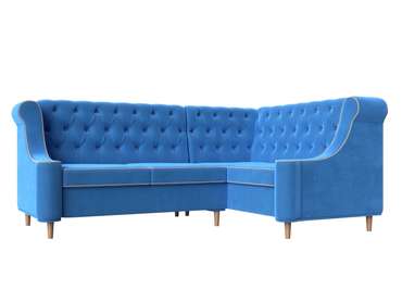 Угловой диван Бронкс синего цвета правый угол