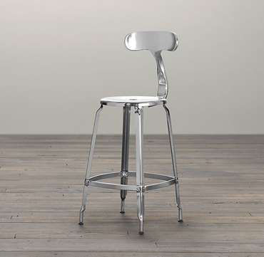 Высокий стул French T back polished chrome