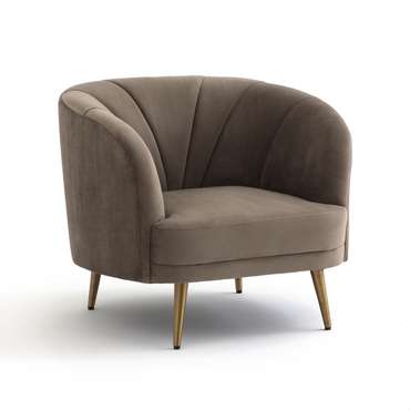 Кресло велюровое Leone коричнево-серого цвета