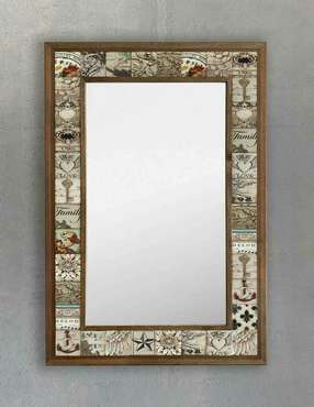 Настенное зеркало 43x63 с каменной мозаикой бежевого цвета